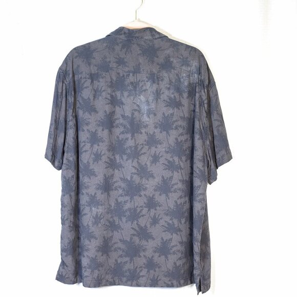 Nat Nast Luxury Originals Size XXL Silk/Cotton blend black w/palm trees button d - Picture 5 of 8